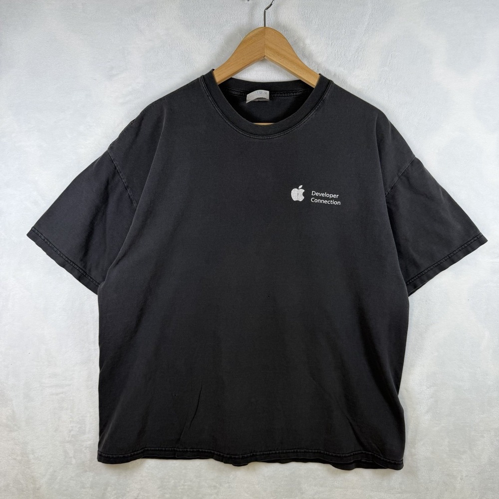 Vintage 00s Apple Developer Connection Tshirt Faded Black Mens XL Hanes Beefy-T